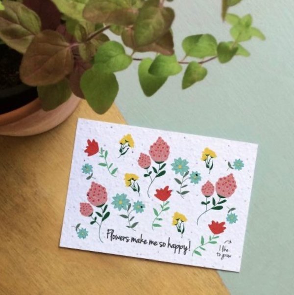 Fleurige Bloei Kaart: Flowers Make Me So Happy